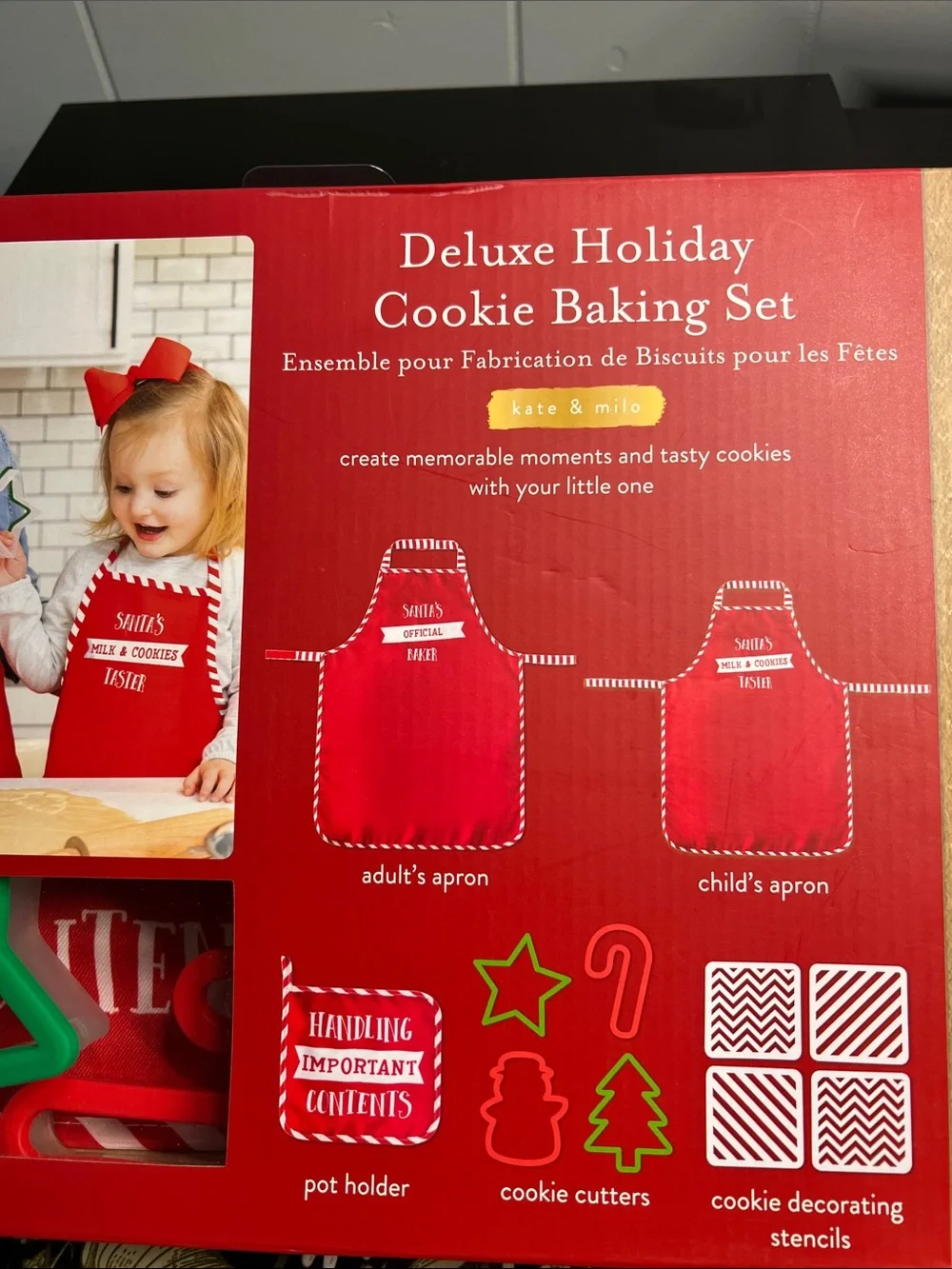 Brand new, never opened, Deluxe Holiday Cookie Baking Set -by Kate & Milo
